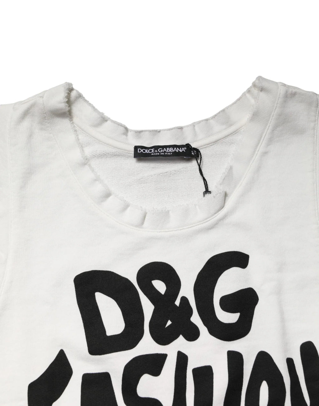 Dolce & Gabbana White Graphic CrewNeck Sleeveless Tank T-shirt - Zeiniez