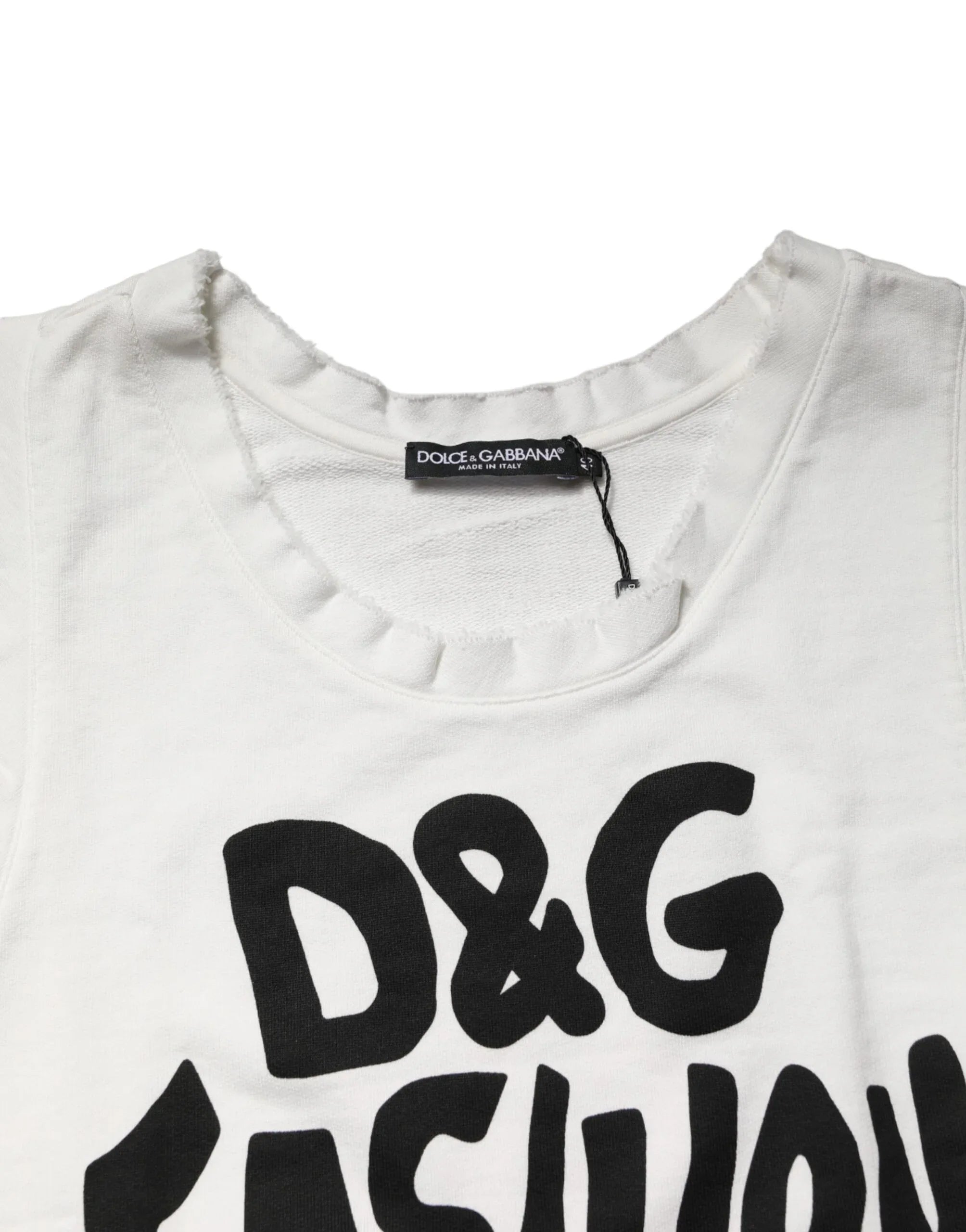 Dolce & Gabbana White Graphic CrewNeck Sleeveless Tank T-shirt - Zeiniez