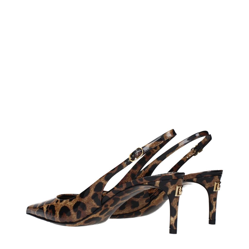 Dolce & Gabbana Brown Leather Stiletto Heel Sandals