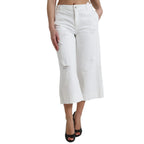 Dolce & Gabbana Wide Leg White Cotton Cropped Denim Jeans - Zeiniez