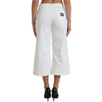 Dolce & Gabbana Wide Leg White Cotton Cropped Denim Jeans - Zeiniez
