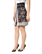 Dolce & Gabbana Black Floral Lace Cotton HighWaist Mini Skirt