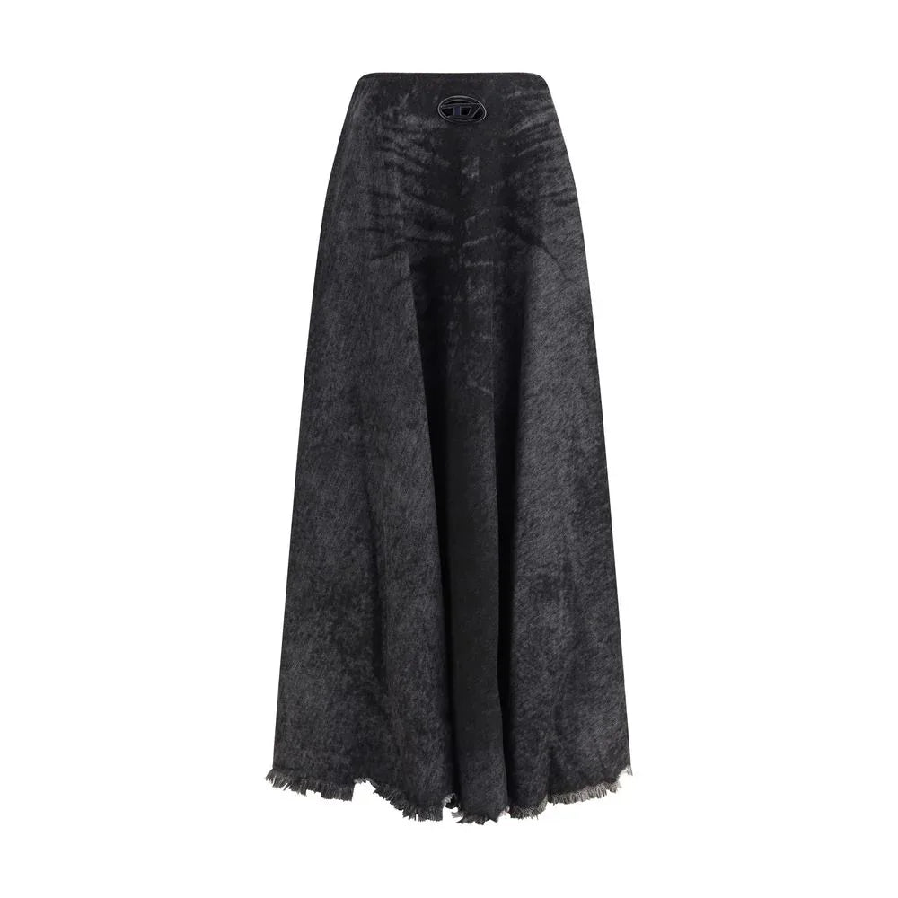 Diesel Black Cotton Long Skirt - Zeiniez