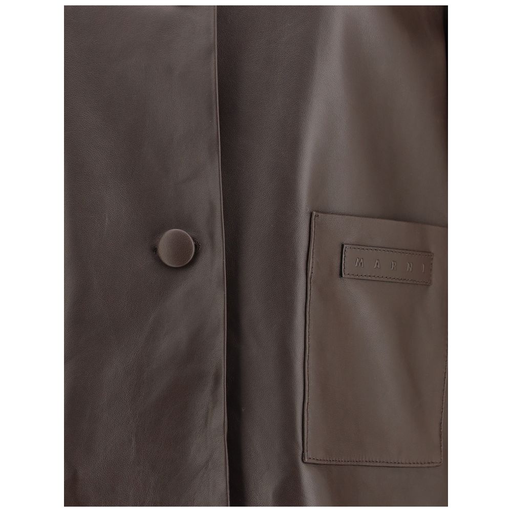 Marni Brown Leather Jacket Marni