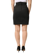 Dolce & Gabbana Black Nylon Pencil Cut High Waist Mini Skirt - Zeiniez