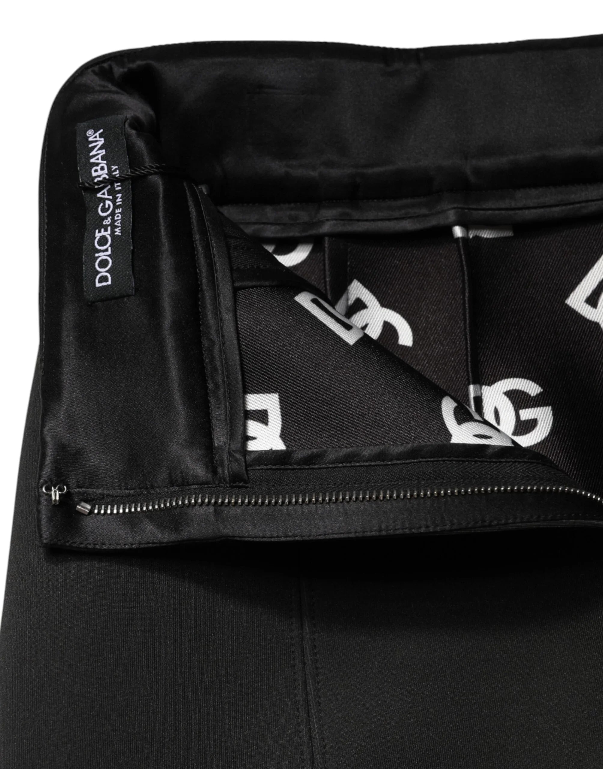 Dolce & Gabbana Black Nylon Pencil Cut High Waist Mini Skirt - Zeiniez