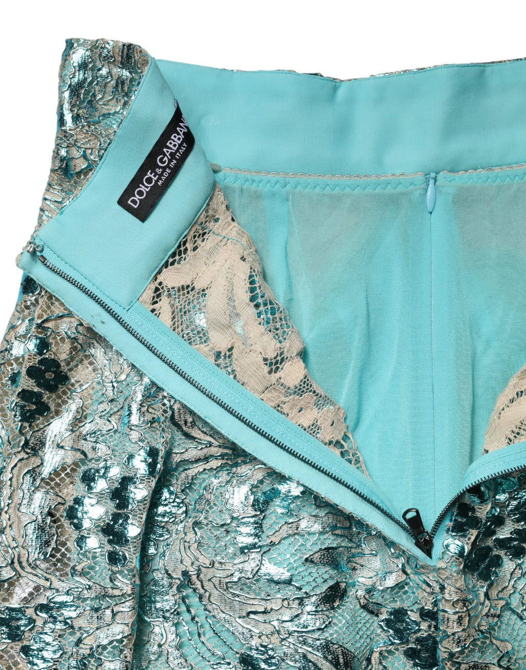 Dolce & Gabbana Blue Floral Brocade High Waist Mini Skirt - Zeiniez