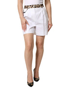 Dolce & Gabbana White Cotton High Waist Bermuda Mini Shorts - Zeiniez