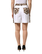 Dolce & Gabbana White Cotton High Waist Bermuda Mini Shorts - Zeiniez