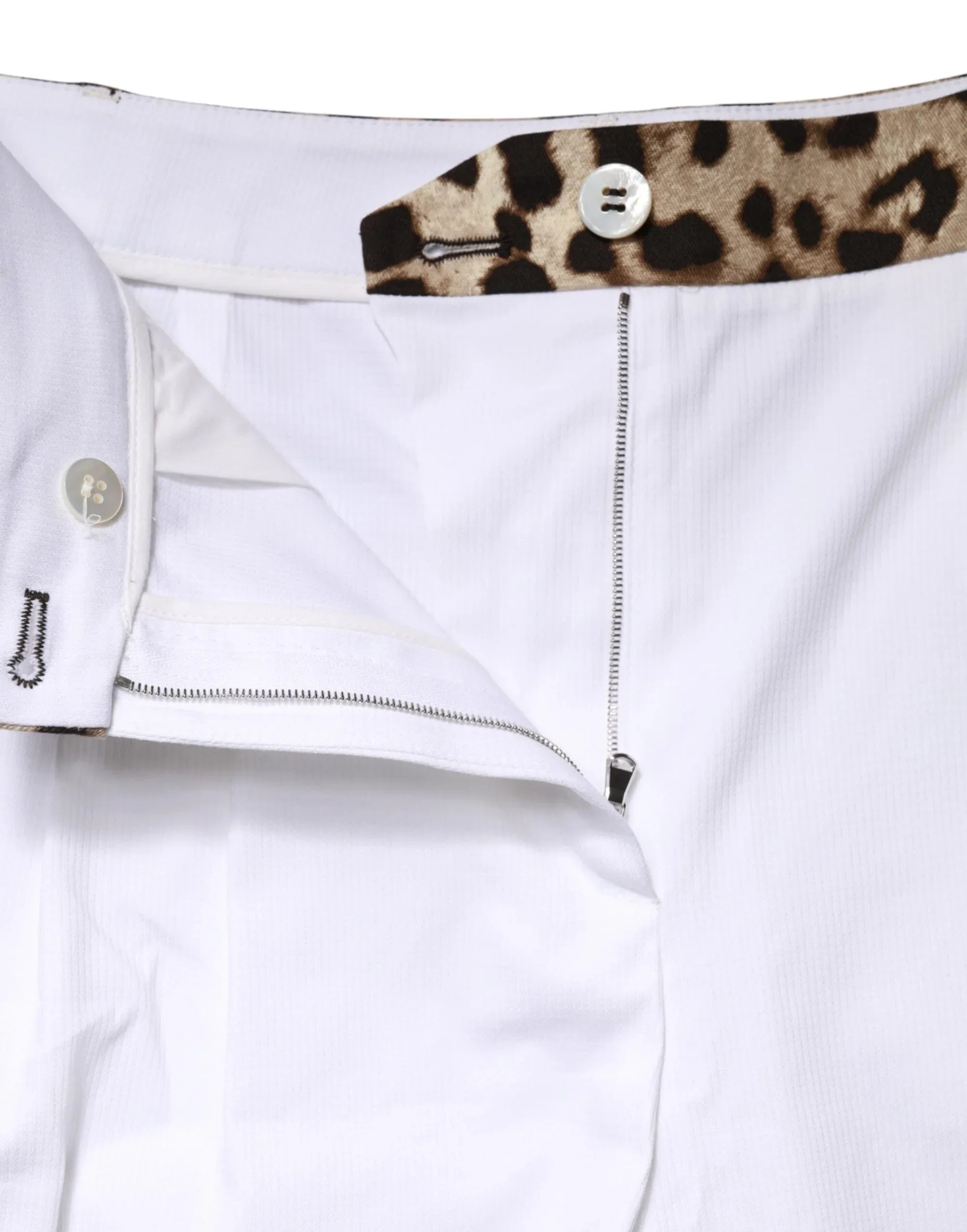 Dolce & Gabbana White Cotton High Waist Bermuda Mini Shorts - Zeiniez