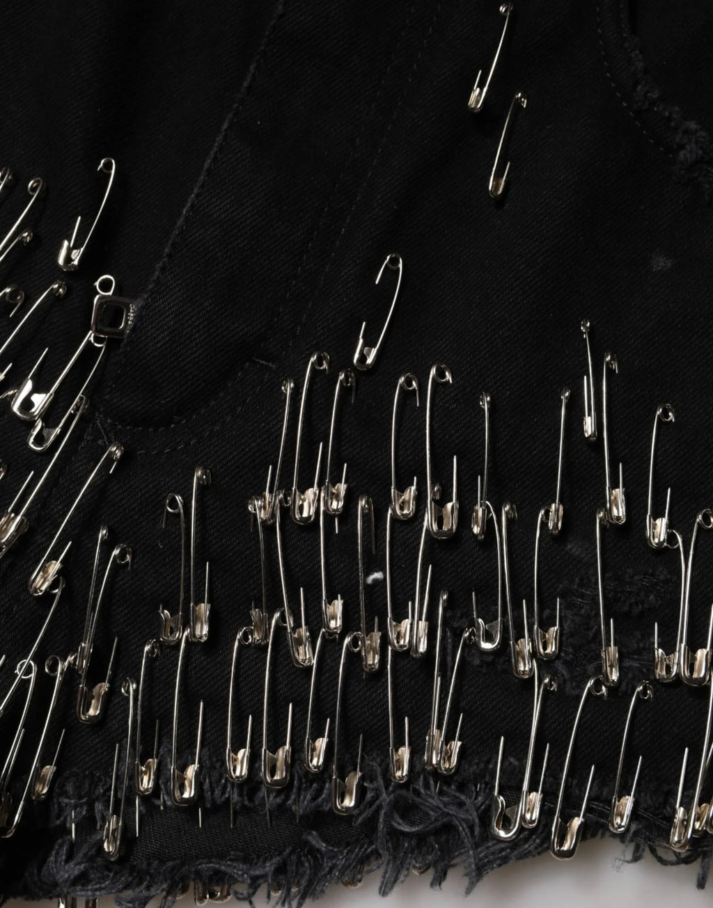 Dolce & Gabbana Black Pins Cotton Denim Hot Pants Shorts - Zeiniez