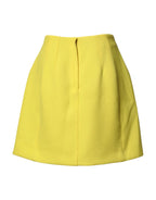 Dolce & Gabbana Yellow Wool Buttoned High Waist Mini Skirt - Zeiniez