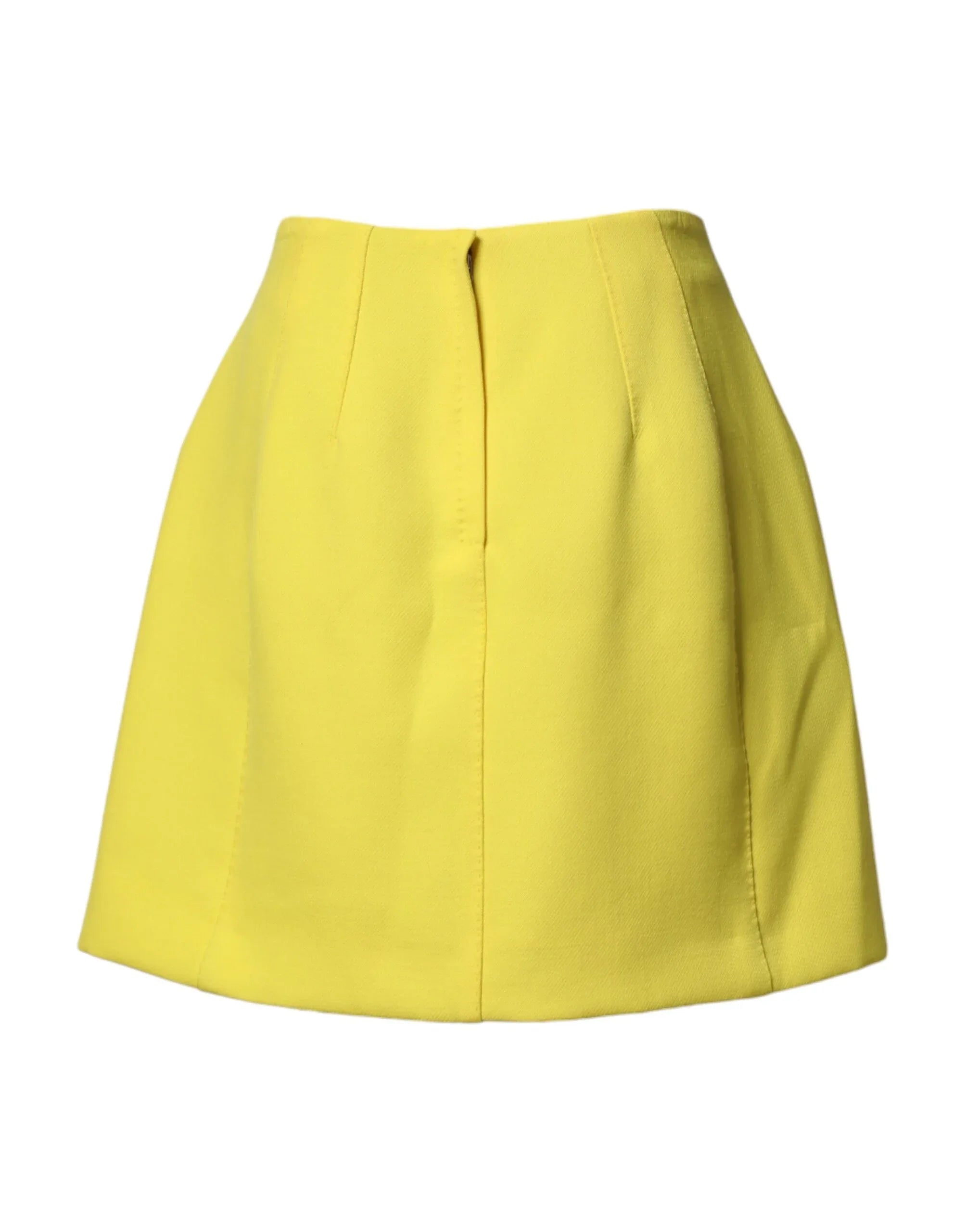 Dolce & Gabbana Yellow Wool Buttoned High Waist Mini Skirt - Zeiniez