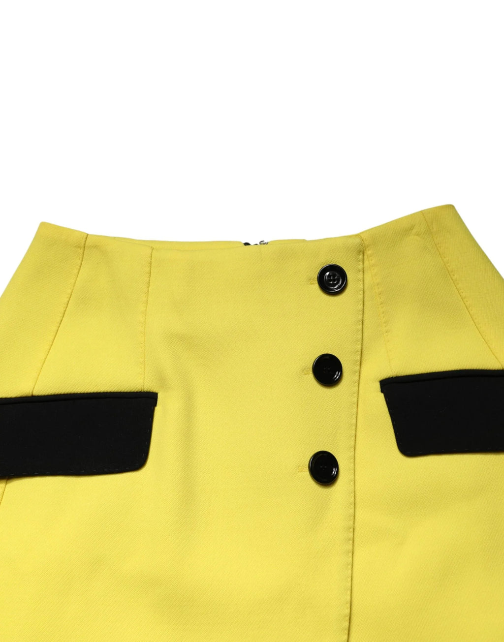 Dolce & Gabbana Yellow Wool Buttoned High Waist Mini Skirt - Zeiniez