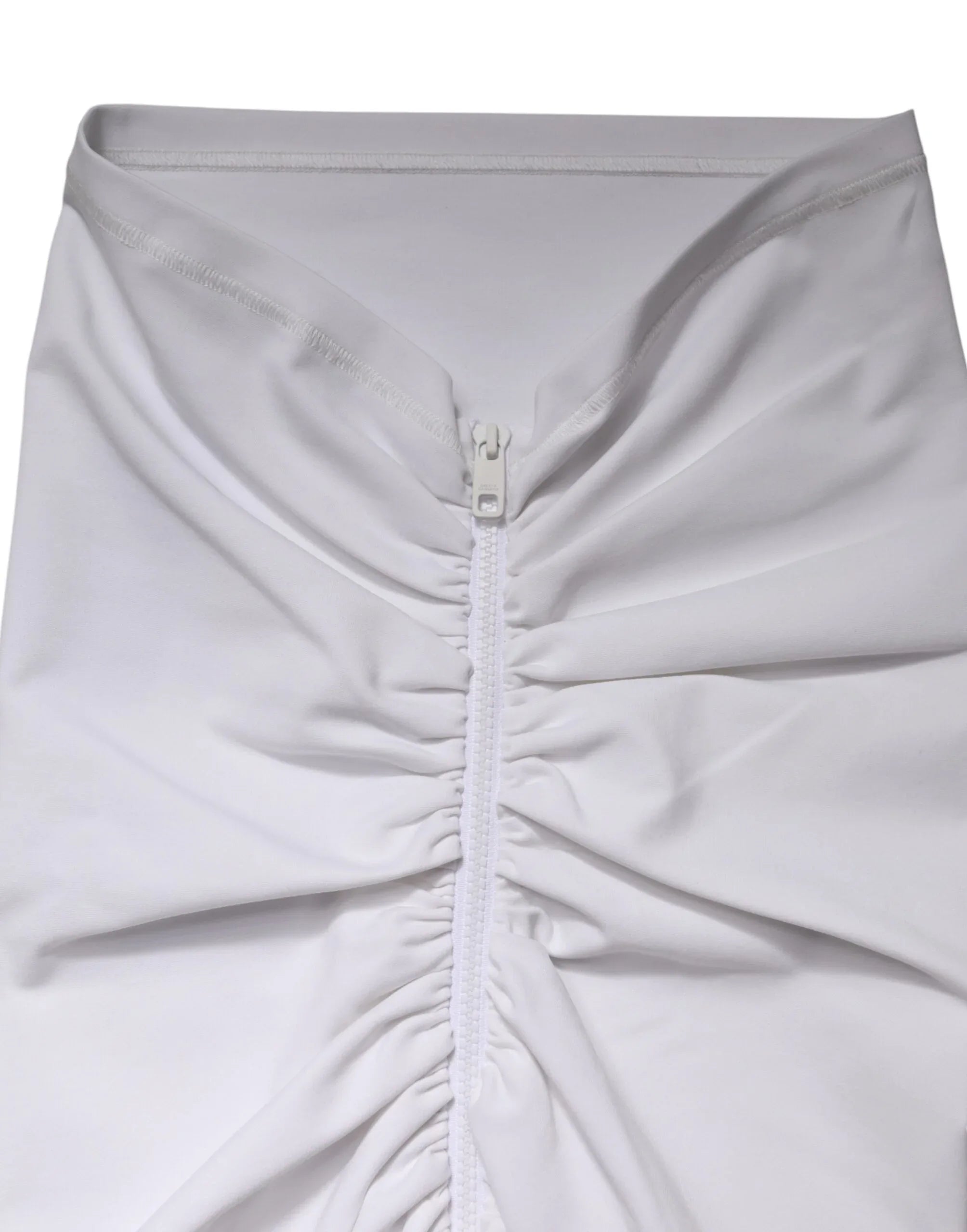 Dolce & Gabbana White Viscose Pencil Cut High Waist Mini Skirt - Zeiniez