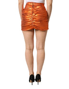 Dolce & Gabbana Metallic Orange Viscose High Waist Mini Skirt - Zeiniez