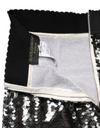 Dolce & Gabbana Metallic Gray Sequin High Waist Mermaid Skirt - Zeiniez