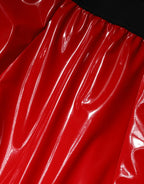 Dolce & Gabbana Glossy Red Polyester High Waist Midi Skirt - Zeiniez