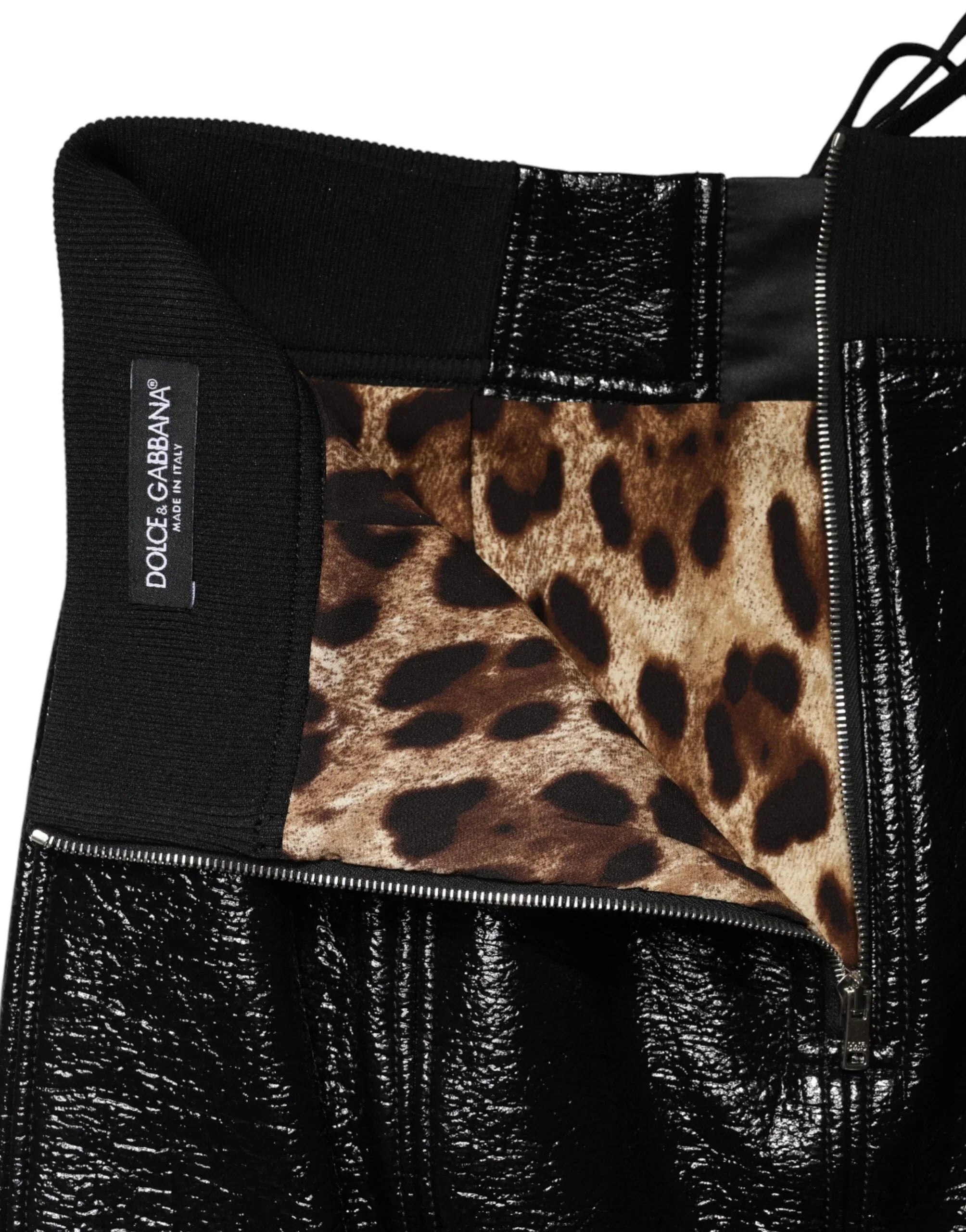 Dolce & Gabbana Black Nylon Eyelet Detail Coated Mini Skirt - Zeiniez