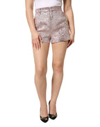 Dolce & Gabbana Pink Jacquard High Waist Hotpants Shorts - Zeiniez