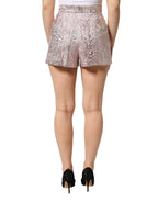 Dolce & Gabbana Pink Jacquard High Waist Hotpants Shorts - Zeiniez