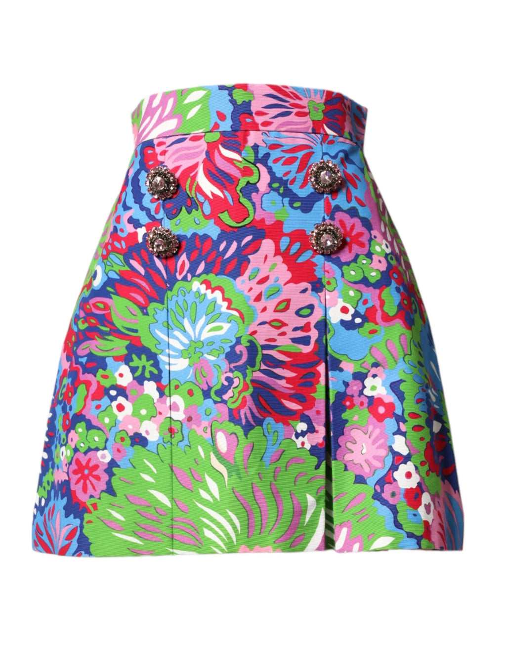 Dolce & Gabbana Multicolor Floral Buttoned High Waist Mini Shorts - Zeiniez