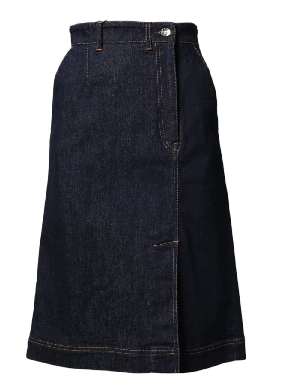 Dolce & Gabbana Dark Blue Cotton A-line Denim Midi Skirt - Zeiniez