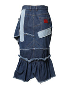 Dolce & Gabbana Blue Patchwork Layered Denim Midi Skirt - Zeiniez