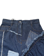 Dolce & Gabbana Blue Patchwork Layered Denim Midi Skirt - Zeiniez