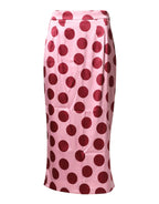 Dolce & Gabbana Pink Polka Dot Silk Pencil Cut Midi Skirt - Zeiniez