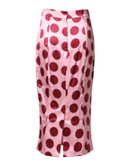 Dolce & Gabbana Pink Polka Dot Silk Pencil Cut Midi Skirt - Zeiniez