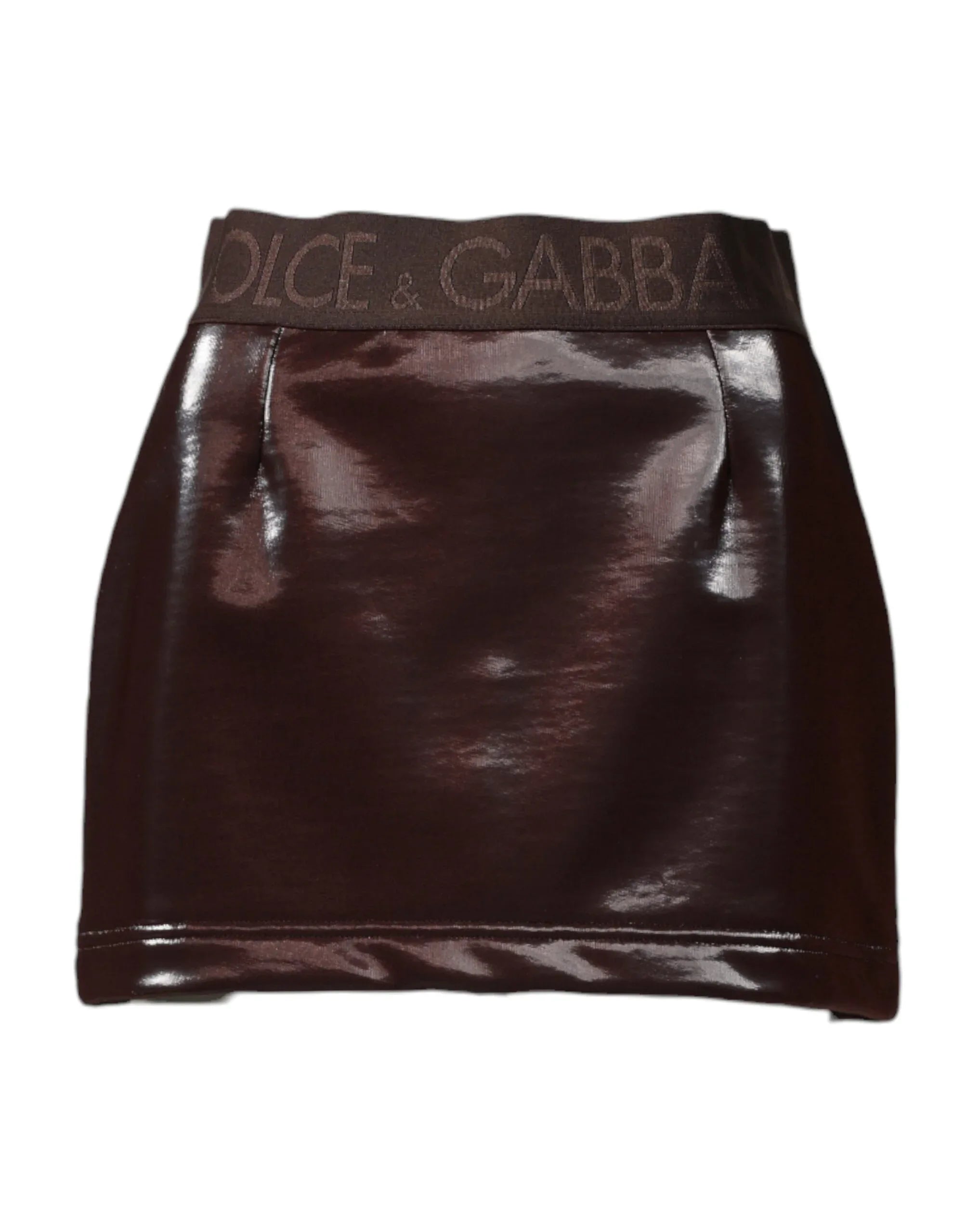 Dolce & Gabbana Dark Brown Cotton Fitted High Waist Mini Skirt - Zeiniez