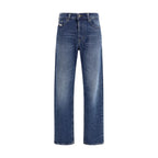 Diesel Blue Cotton Straight-Leg Jeans - Zeiniez