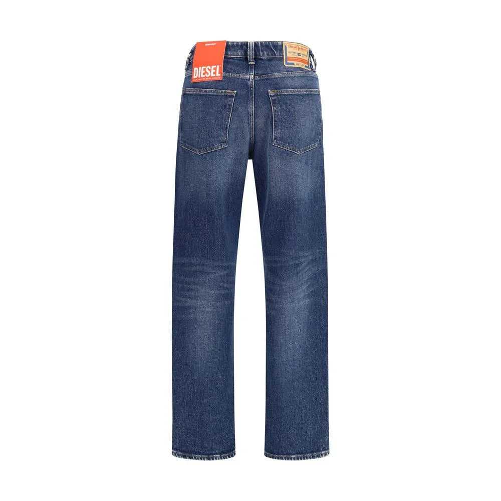Diesel Blue Cotton Straight-Leg Jeans - Zeiniez