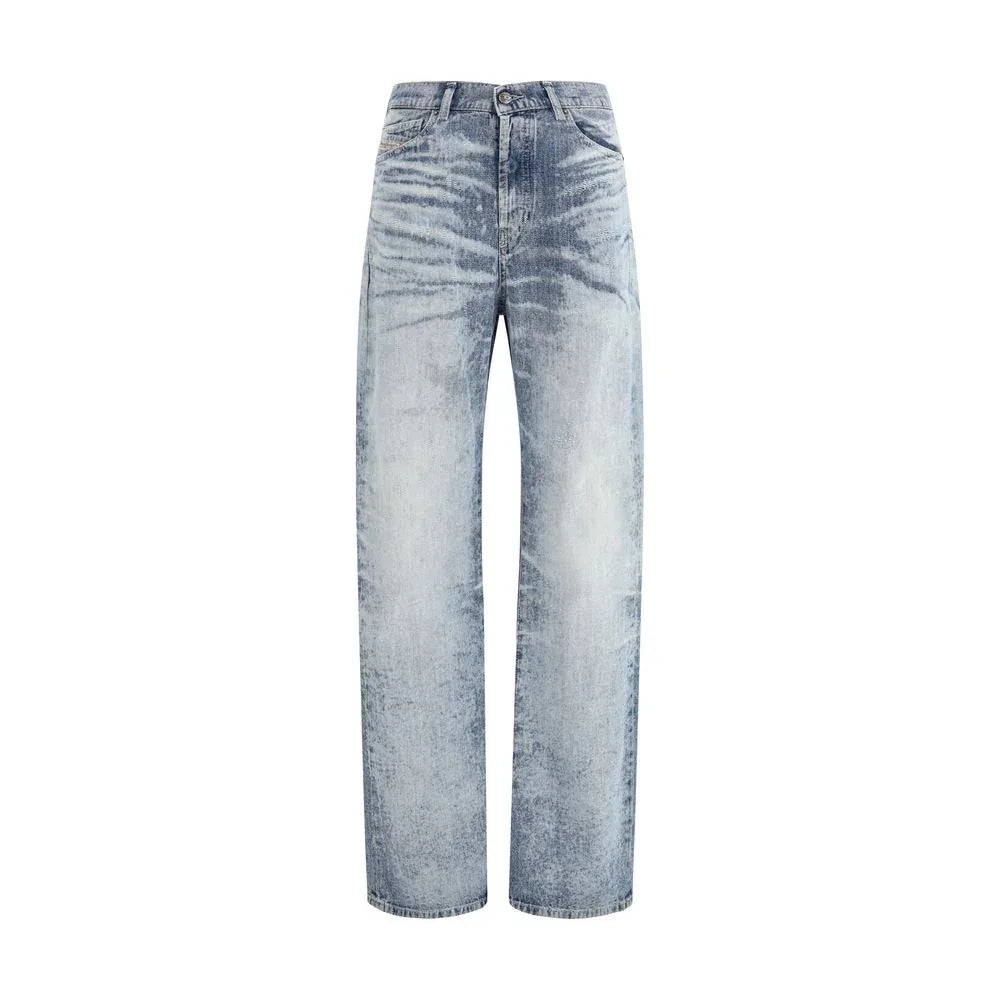 Diesel Blue Cotton Straight-Leg Jeans - Zeiniez