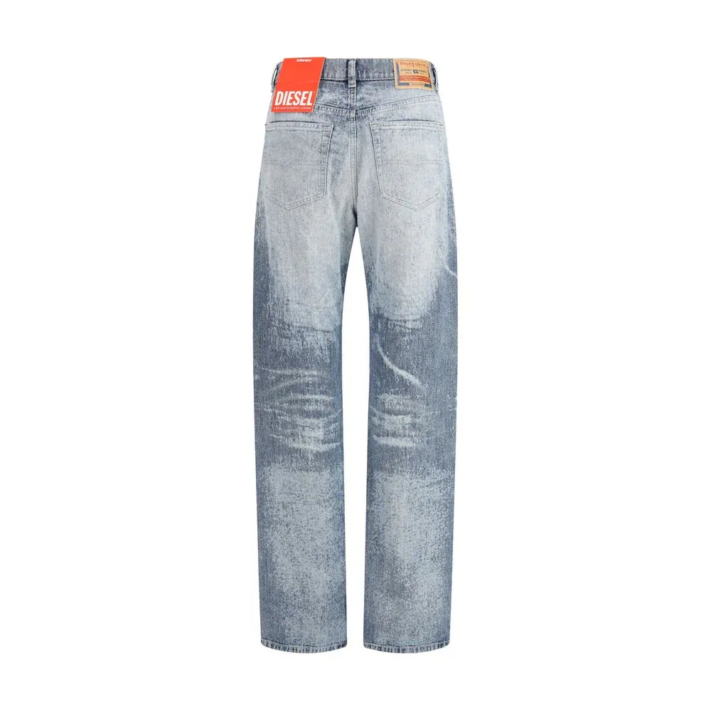 Diesel Blue Cotton Straight-Leg Jeans - Zeiniez