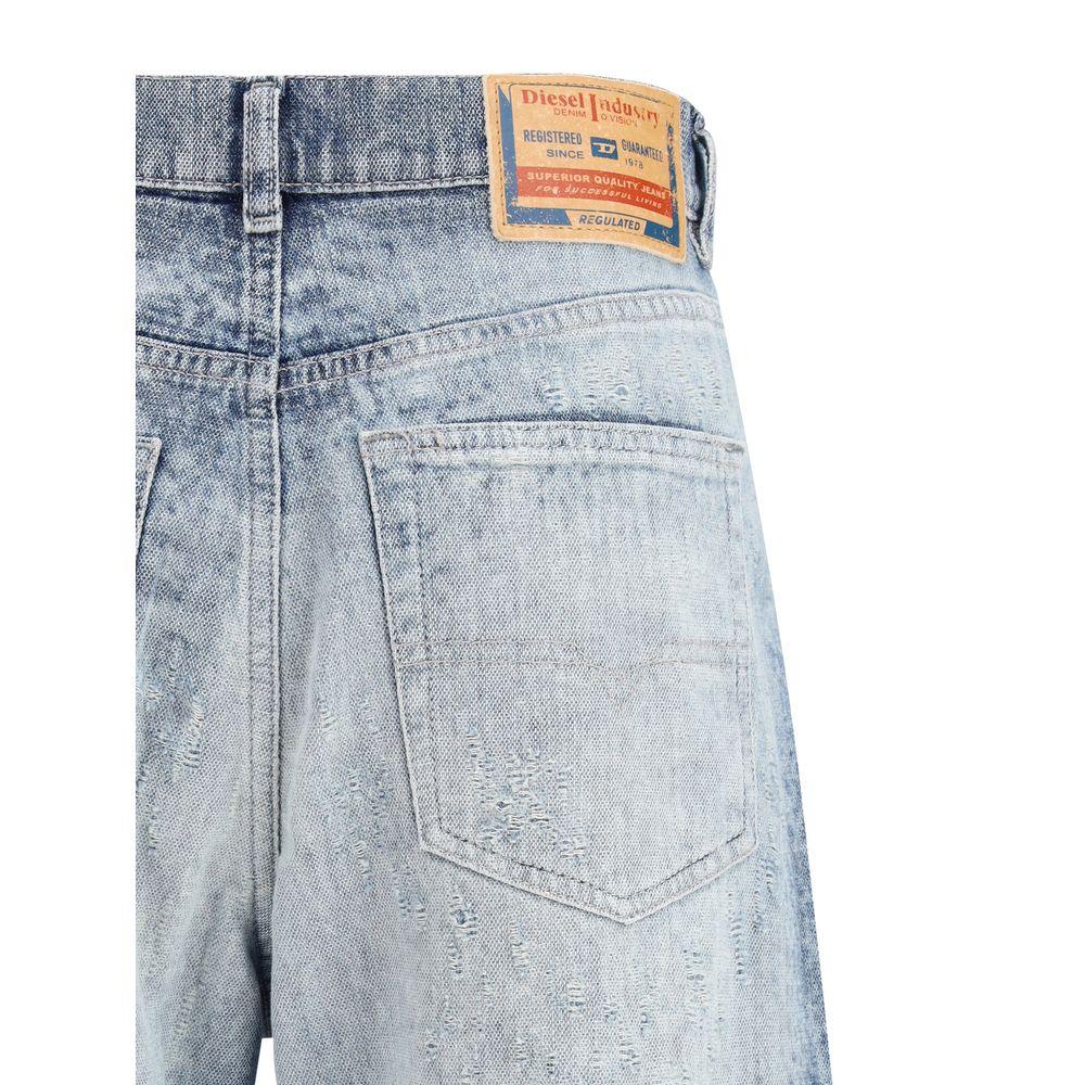 Diesel Blue Cotton Straight-Leg Jeans - Zeiniez