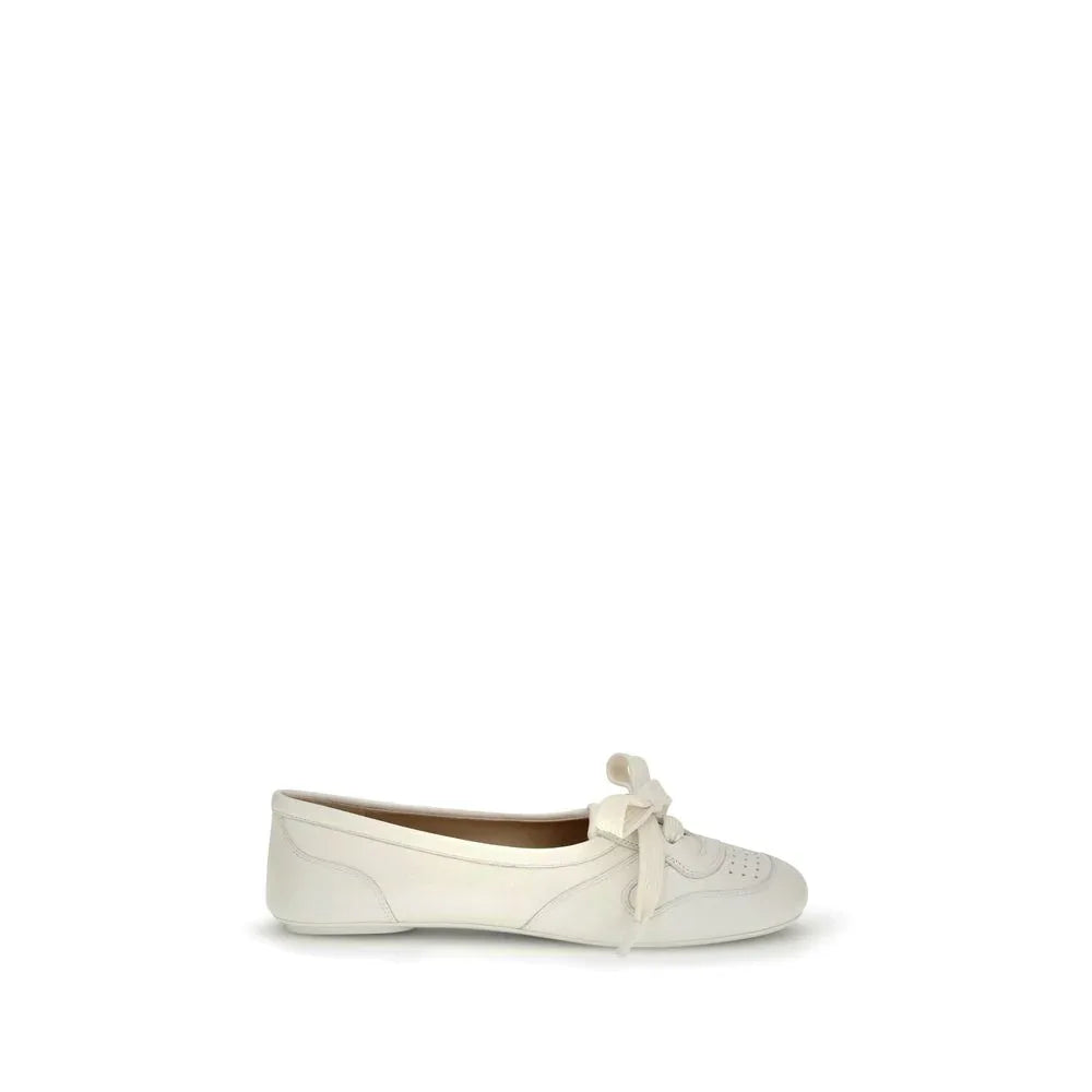 Gianvito Rossi White Calf Leather Bos Taurus Ballet Flats - Zeiniez
