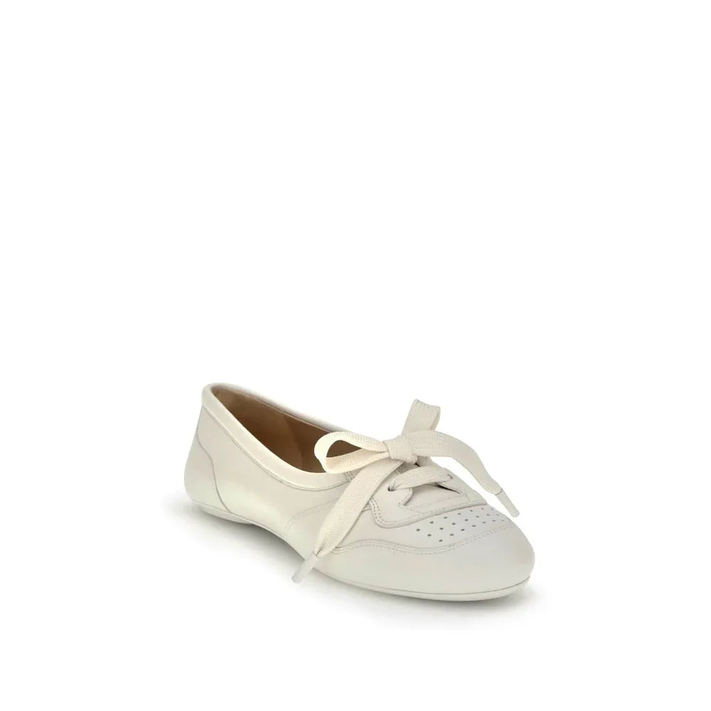 Gianvito Rossi White Calf Leather Bos Taurus Ballet Flats - Zeiniez