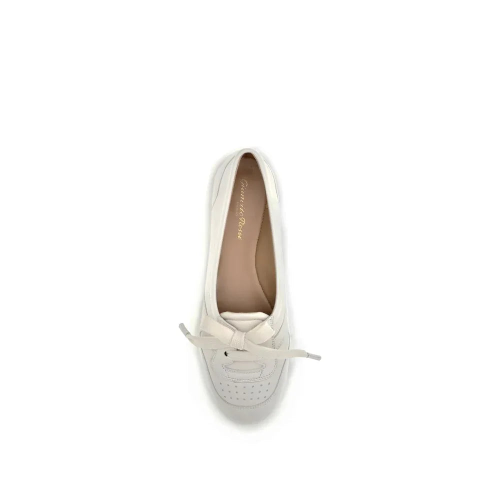 Gianvito Rossi White Calf Leather Bos Taurus Ballet Flats - Zeiniez