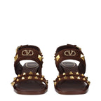 Valentino Garavani Brown Leather Strap-On Sandals
