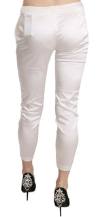 Elisabetta Franchi White Low Waist Cropped Skinny Trouser Pants - Zeiniez