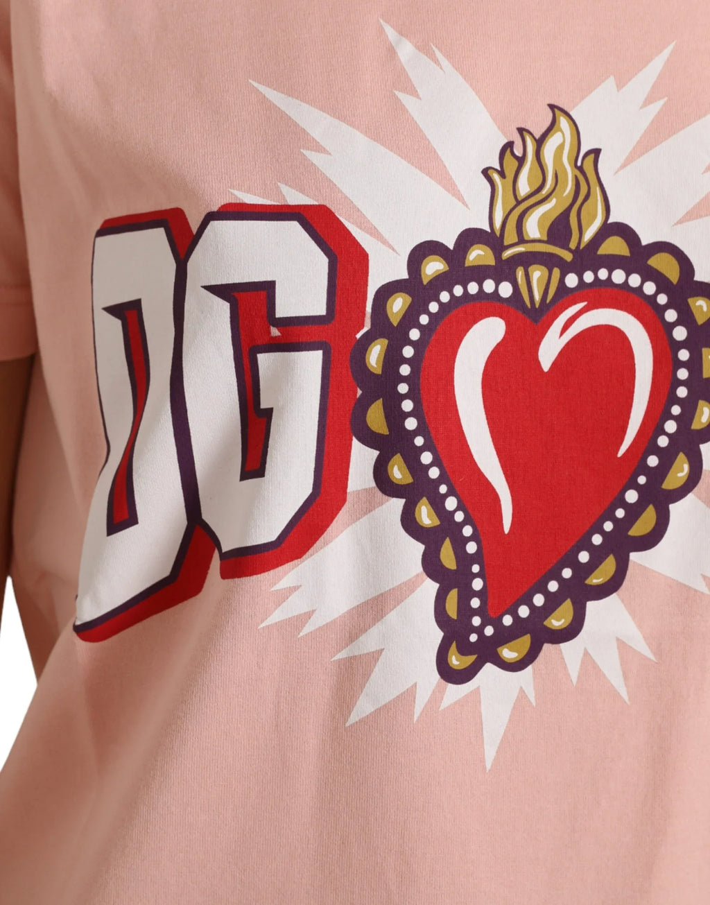 Dolce & Gabbana Pink Graphic Print Cotton Crew Neck T-shirt - Zeiniez