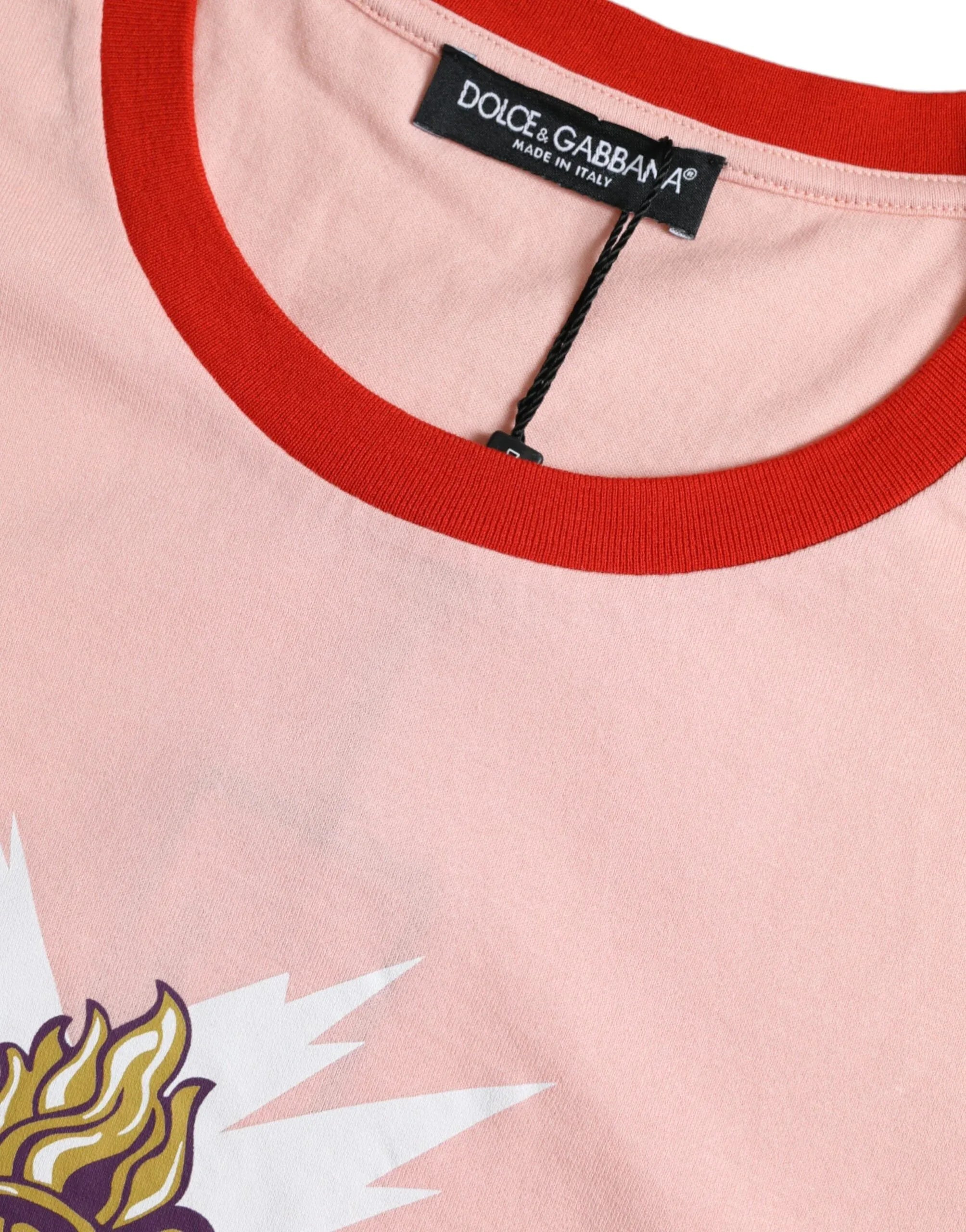 Dolce & Gabbana Pink Graphic Print Cotton Crew Neck T-shirt - Zeiniez