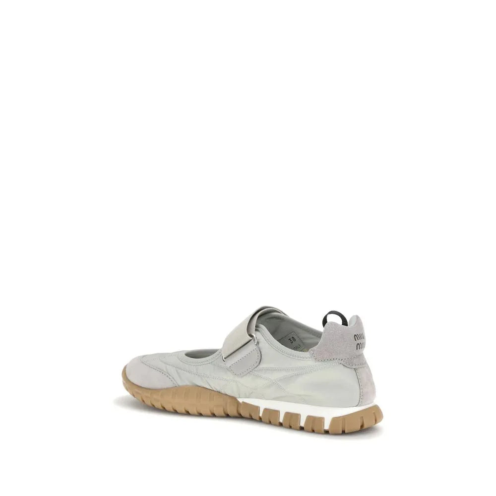 Miu Miu Gray Recycled Polyamide Ballet Flats - Zeiniez