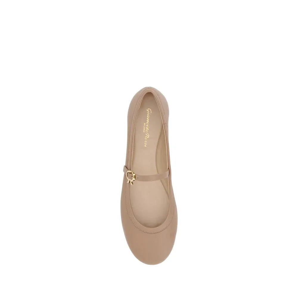 Gianvito Rossi Beige Calf Leather Bos Taurus Ballet Flats - Zeiniez