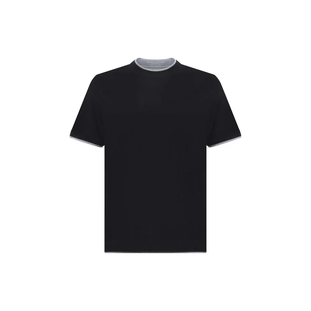 Brunello Cucinelli Black Cotton T-Shirt - Zeiniez