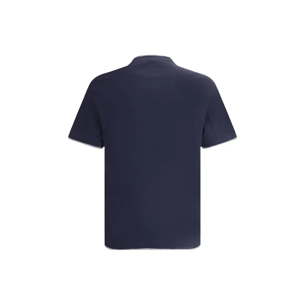Brunello Cucinelli Blue Cotton T-Shirt - Zeiniez