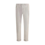 Brunello Cucinelli Beige Cotton Straight-Leg Jeans - Zeiniez