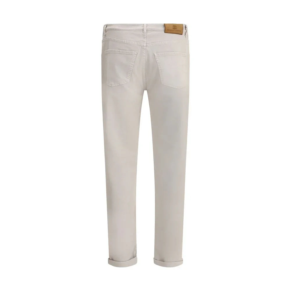 Brunello Cucinelli Beige Cotton Straight-Leg Jeans - Zeiniez